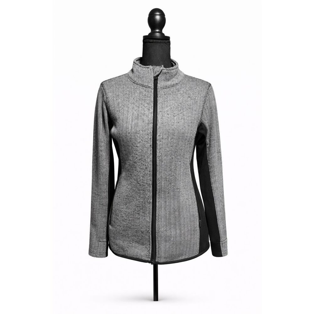 Marc New York Zip Jacket Herringbone Black White
